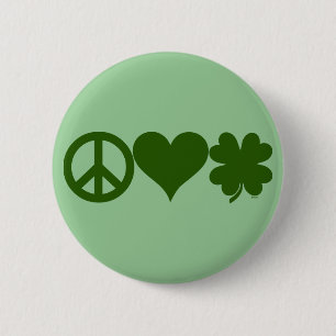 Peace Love Shamrocks Ronde Button 5,7 Cm