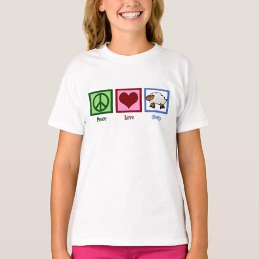 Peace Love Sheep Cute Kinder T-shirt (Voorkant)