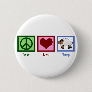 Peace Love Sheep Ronde Button 5,7 Cm