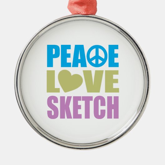Peace Love Sketch Metalen Ornament (Voorkant)
