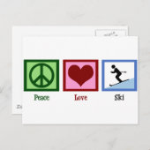 Peace Love Ski Briefkaart (Voorkant / Achterkant)