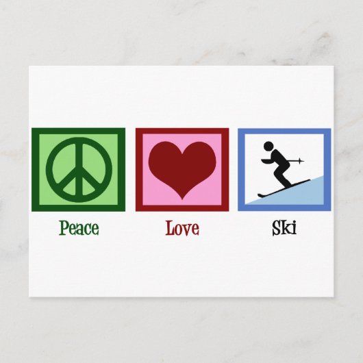 Peace Love Ski Briefkaart (Voorkant)