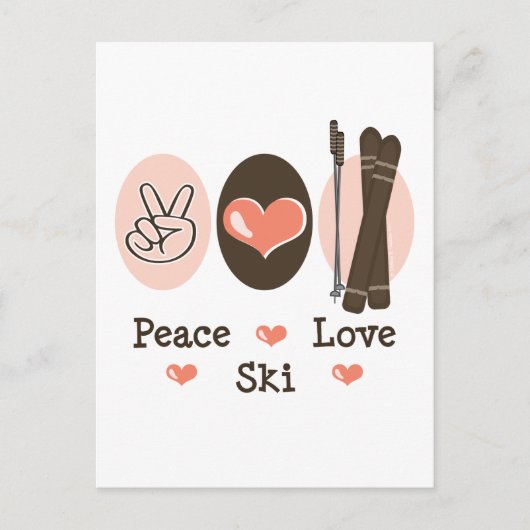 Peace Love Ski Briefkaart (Voorkant)