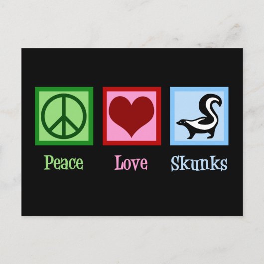 Peace Love Skunks Briefkaart (Voorkant)