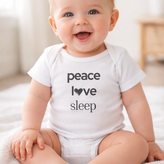 Peace Love Sleep - Calm Modern Trendy Graphic Romper