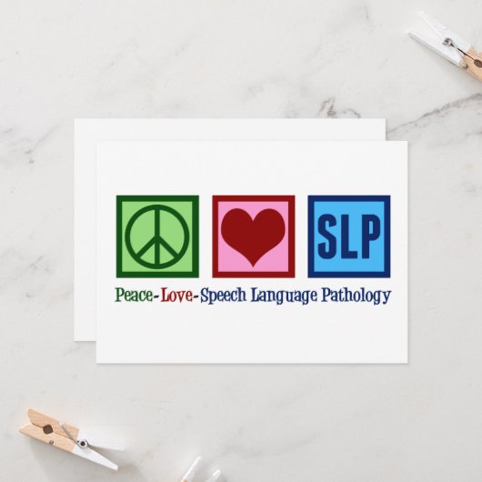 Peace Love SLP Speech Language Pathology Kaart (Voorkant / Achterkant in situ)