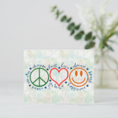 Peace Love Smile Briefkaart (Staand voorkant)