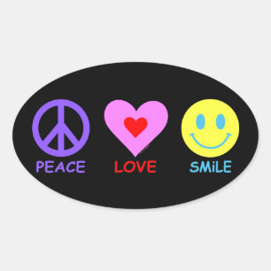 Peace Love Smile Ovale Sticker