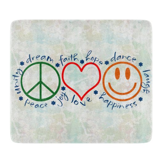 Peace Love Smile Snijplank (Voorkant)
