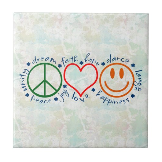 Peace Love Smile Tegeltje (Voorkant)