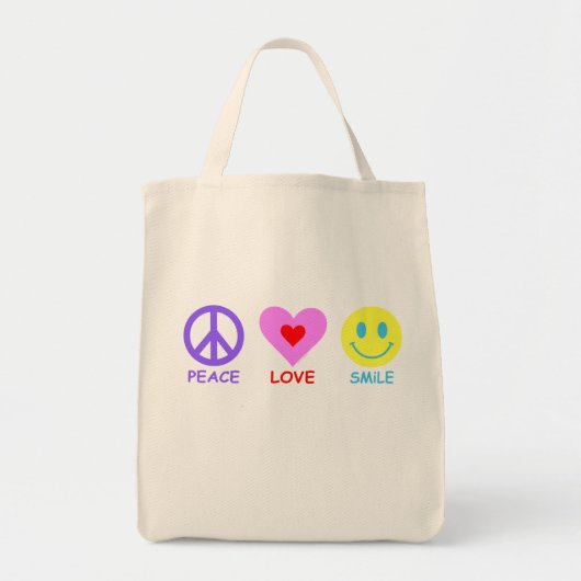 Peace Love Smile Tote Bag (Voorkant)