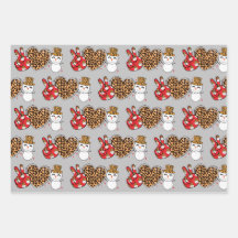 Peace Love Snowman Wrapping Paper Flat SET 3