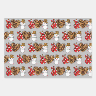 Peace Love Snowman Wrapping Paper Flat SET 3