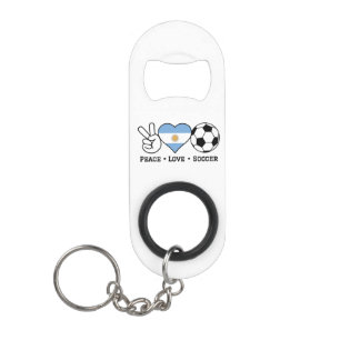 Peace Love Soccer Argentina Sleutelhanger Bottle O Mini Flessenopener