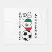 Peace Love Soccer Blanket met naam Fleece Deken (Voorkant (Horizontaal))