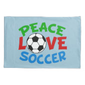 Peace Love Soccer Blue Kussensloop (Achterkant)