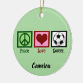 Peace Love Soccer Custom Kerstmis Keramisch Ornament (Links)