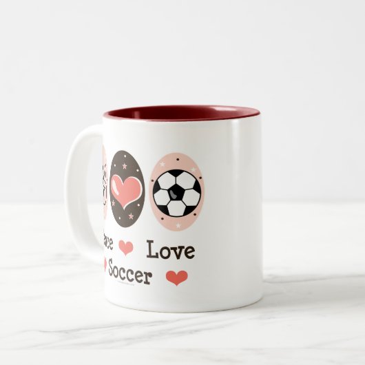 Peace Love Soccer Mok (Voorkant links)