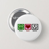 Peace Love Soccer Ronde Button 5,7 Cm (Voorkant /achterkant)