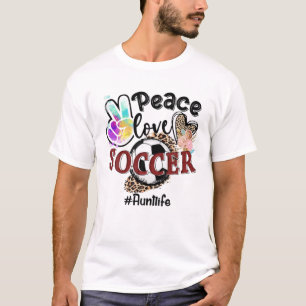 Peace Love Soccer Tunt Life Ma Grandma Leopard T-shirt