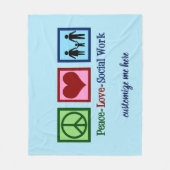 Peace Love Social Work Custom Blue Social Worker Fleece Deken (Voorkant)