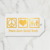 Peace Love Social Work Custom Holiday Party Gold Cadeaulabels (Voorkant (horizontaal))