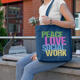 Peace Love Social Work Custom Tote Bag