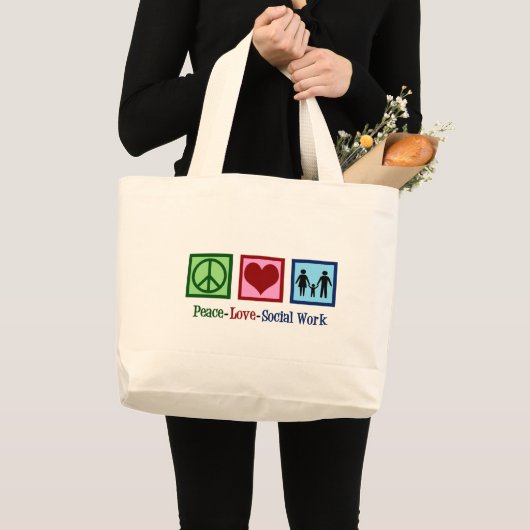 Peace Love Social Work Grote Tote Bag (Voorkant (product))
