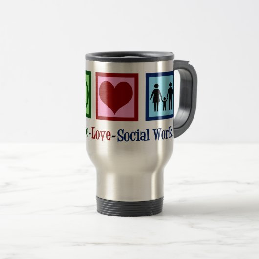 Peace Love Social Work Reisbeker (Voorkant rechts)