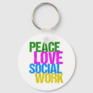 Peace Love Social Work Sleutelhanger