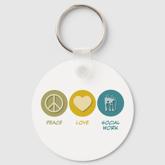 Peace Love Social Work Sleutelhanger (Voorkant)