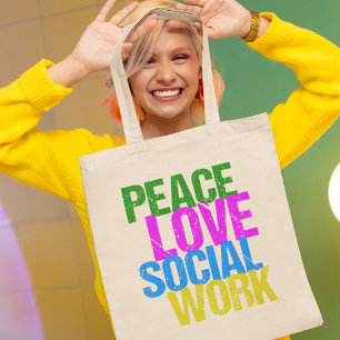 Peace Love Social Work Tote Bag