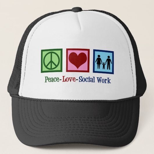 Peace Love Social Work Trucker Pet (Voorkant)