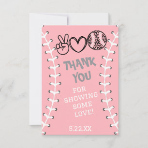 Peace Love Softbal Verjaardag Bedankkaart