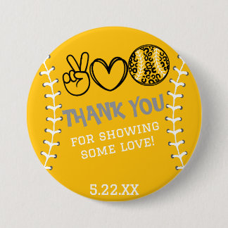 Peace Love Softbal Verjaardag Ronde Button 7,6 Cm