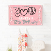 Peace Love Softbal Verjaardag Spandoek (Insitu)