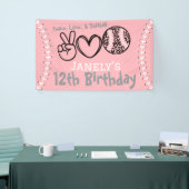 Peace Love Softbal Verjaardag Spandoek (Beurs)