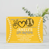 Peace Love Softball Anniversaire Invitation (Debout devant)