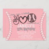 Peace Love Softball Anniversaire Invitation (Devant / Derrière)