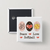Peace Love Softball Button (Voorkant /achterkant)