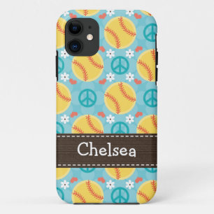 Peace Love Softball iPhone 11 Hoesje