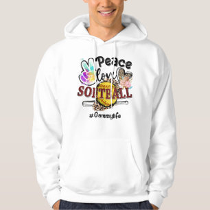 Peace Love Softball Gammy Life Ma Grandma Leopard Hoodie