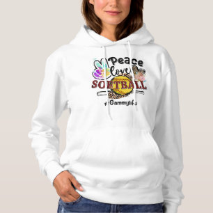 Peace Love Softball Gammy Life Ma Grandma Leopard Hoodie