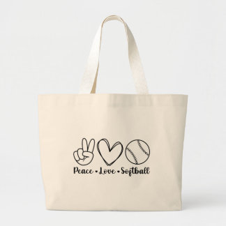 Peace Love Softball Grote Tote Bag