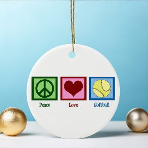 Peace Love Softball Keramisch Ornament