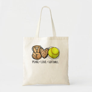 Peace Love Softball Ma Leopard Print Moederdag Tote Bag