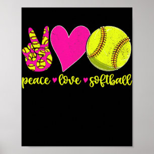 Peace Love Softball Mam Mannen Vrouwen Poster