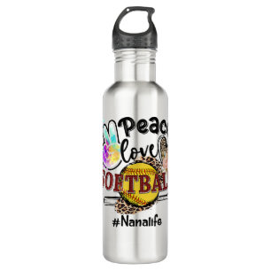 Peace Love Softball Nana Life Mom Grandma Leopard Waterfles