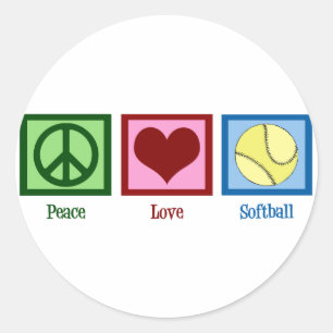 Peace Love Softball Ronde Sticker