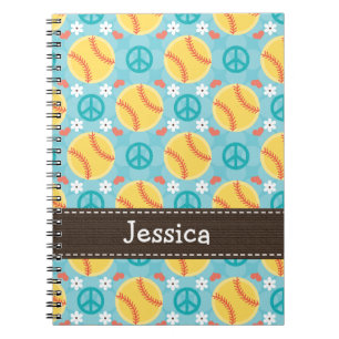 Peace Love Softball Spiral notebook Journal Notitieboek